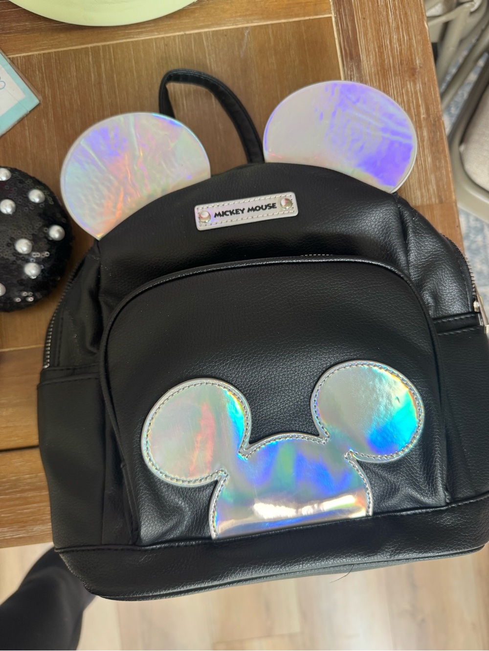 Mickey Mouse Black Holographic Ear Backpack